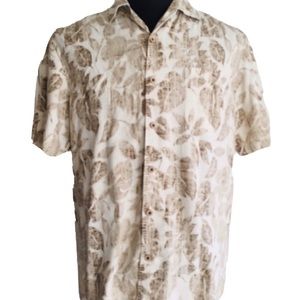EUC Tommy Bahama 100% silk shirt men Floral brown